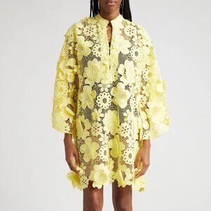 Floral Lace Yellow Dress